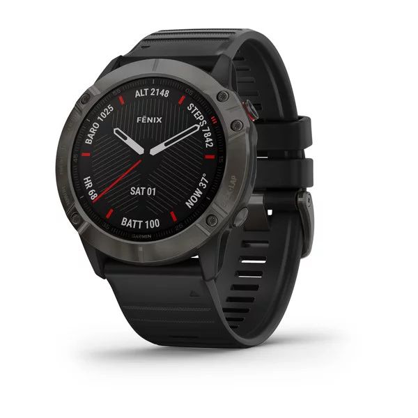 смарт часы Garmin Fenix 6X Sapphire серый DLC с черным ремешком