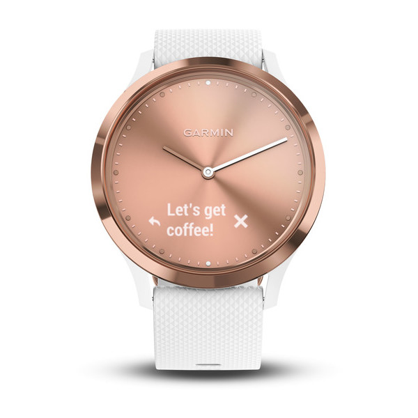 Женские умные Смарт часы Garmin VivoMove HR розовое золото с белым ремешком